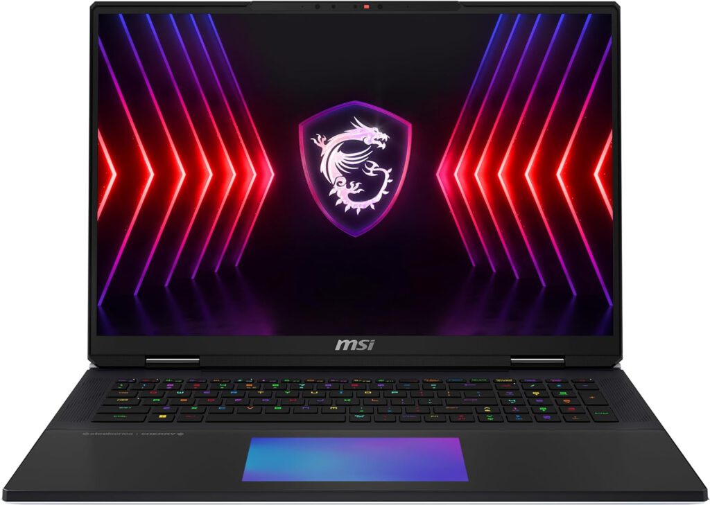 MSI Titan 18 HX Gaming Laptop, 18,0" UHD+ Mini-LED 120Hz, Intel® Core™ i9 14900HX, NVIDIA GeForce RTX 4090, 32GB DDR5, 2TB SSD, Windows 11 Pro, QWERTZ Tastatur, A14VIG-206, Schwarz/Silber